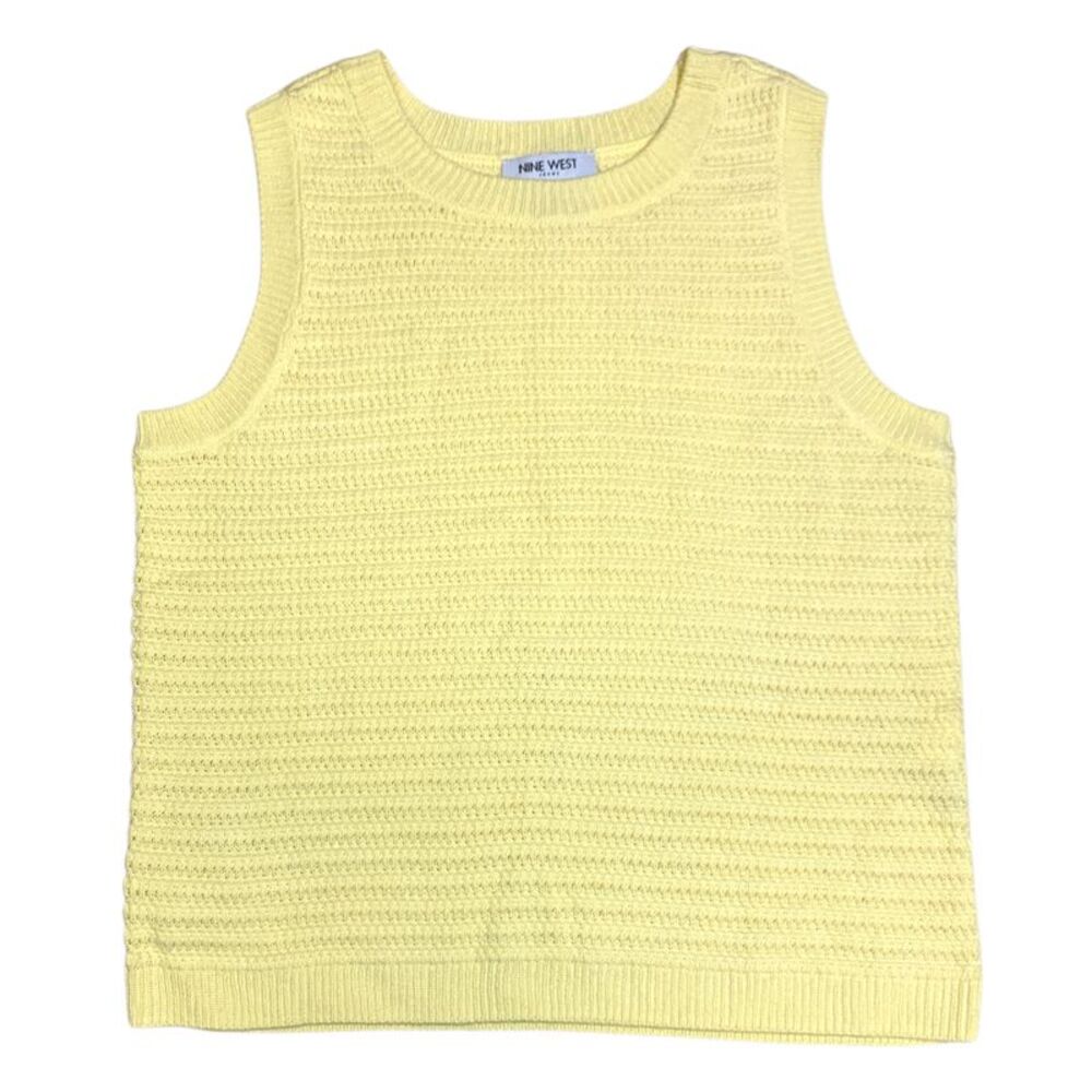 Nine West Women's Regular Fit Lightweight Crochet Tank Top - Yellow